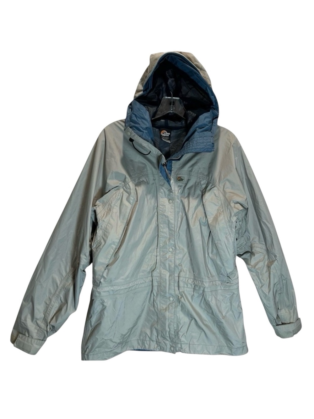 Lowe Alpine Triplepoint Women’s Gray Blue Hooded Waterproof Rain Jacket - Medium